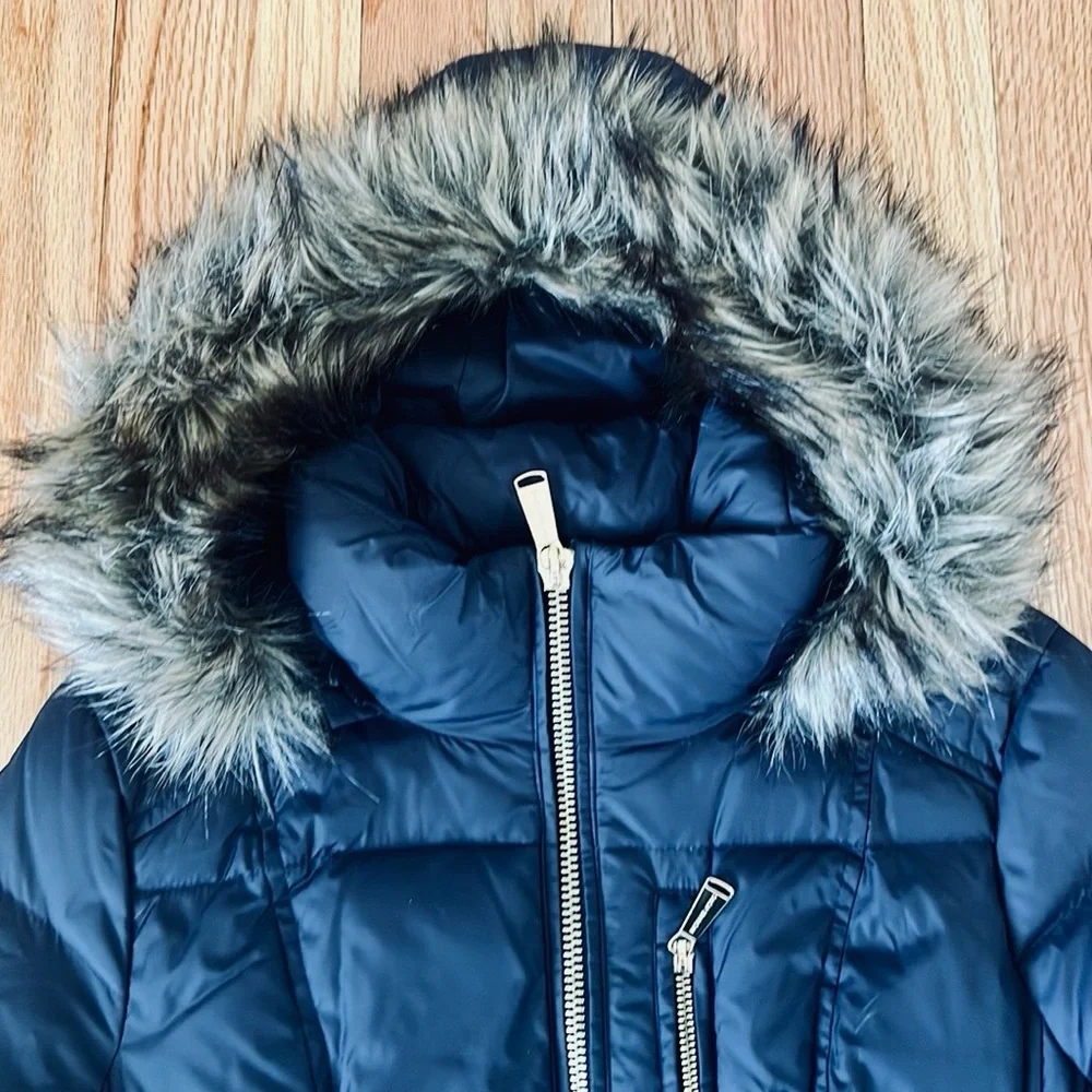 Michael Kors navy long puffer jacket women’s size XS - Picture 4 of 12